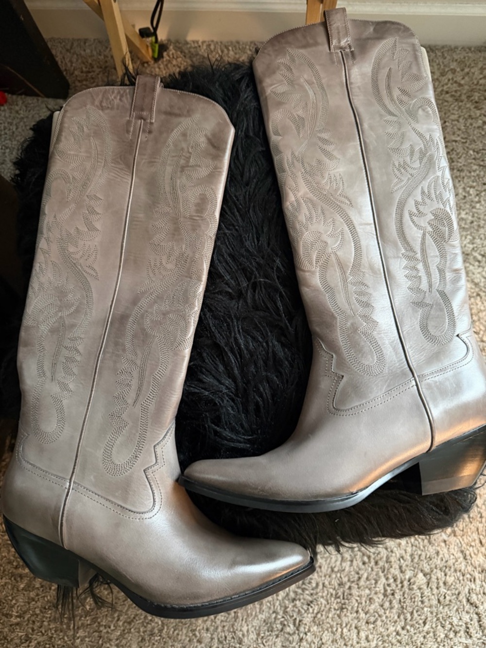 Jeffrey Campbell Over The Knee Western Riding Boots Grey Ruboff 🔥 No Box - Picture 2 of 6